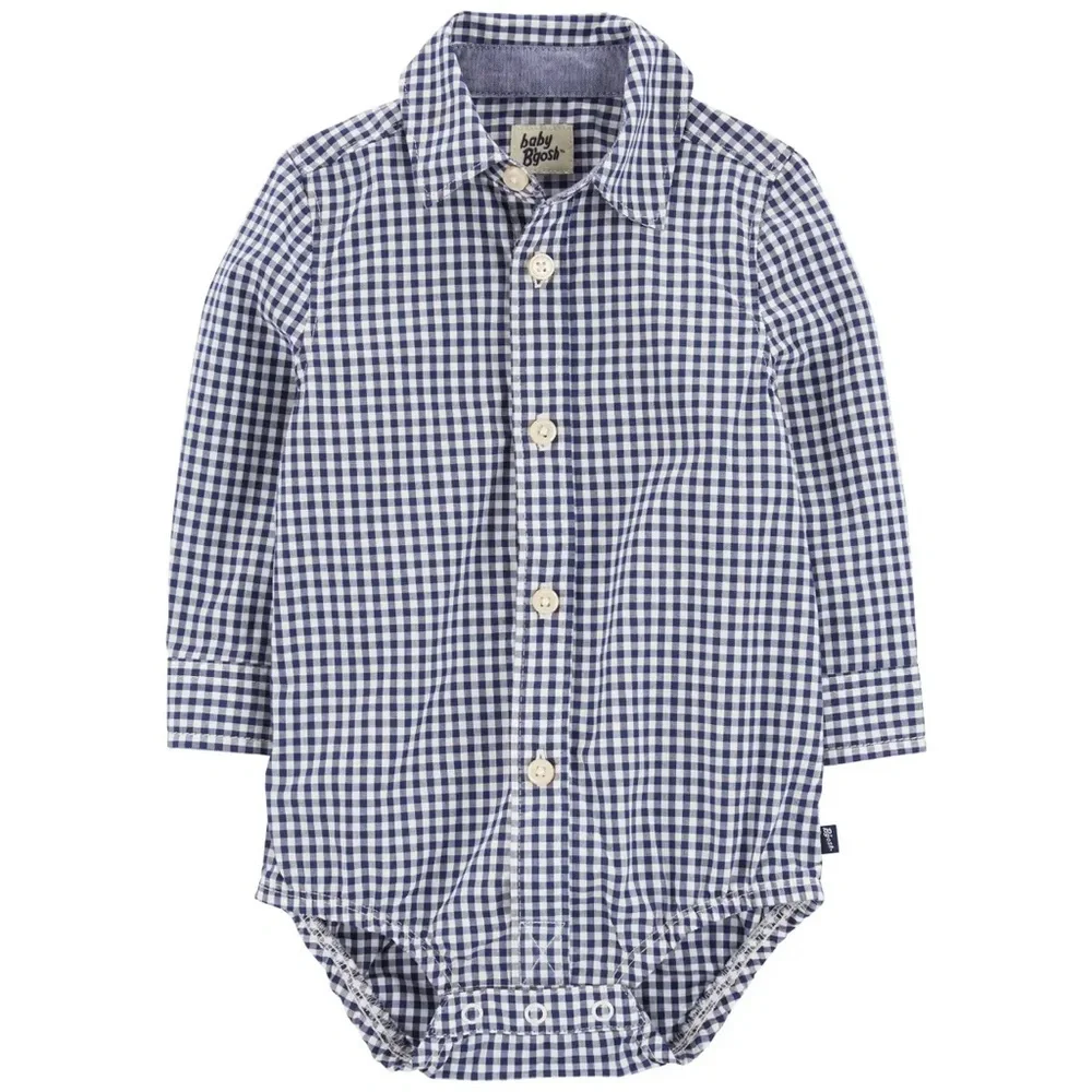 OshKosh B’gosh Navy Gingham Button-Down Bodysuit | 18M